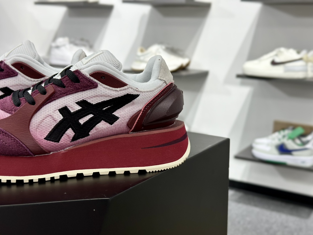日产经典老牌-鬼塚虎/Onitsuka Tiger MOAGE CO Low 摩纳哥CO系列低帮厚底复古经典百搭休闲慢跑鞋“酒红白黑”1183B555-100