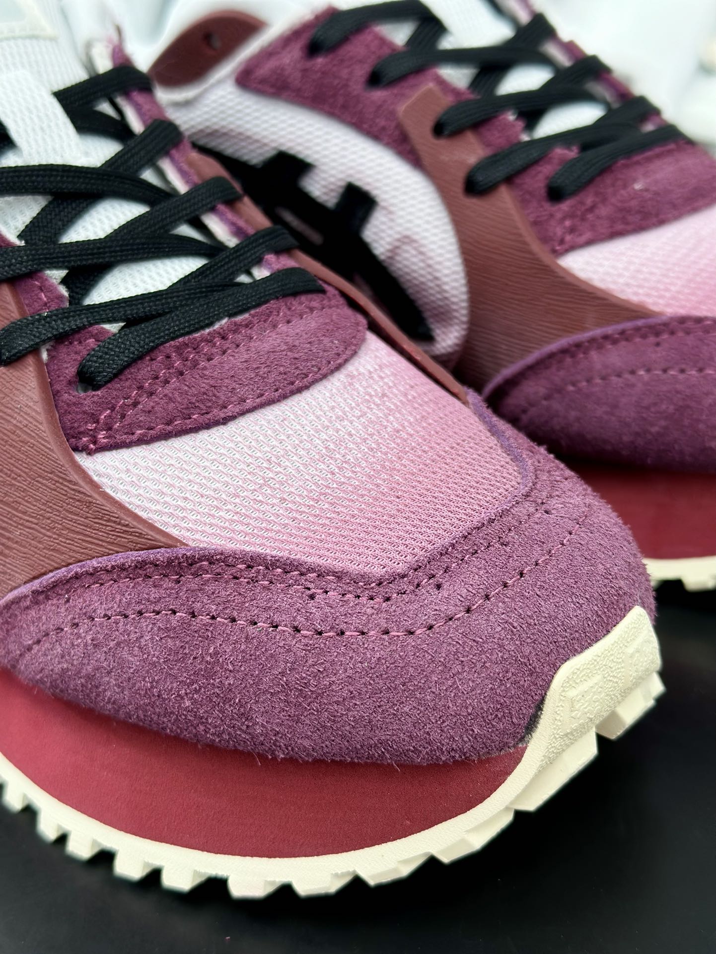 日产经典老牌-鬼塚虎/Onitsuka Tiger MOAGE CO Low 摩纳哥CO系列低帮厚底复古经典百搭休闲慢跑鞋“酒红白黑”1183B555-100