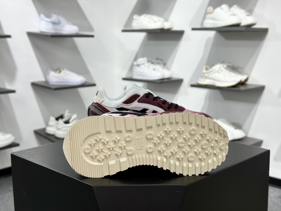 日产经典老牌-鬼塚虎/Onitsuka Tiger MOAGE CO Low 摩纳哥CO系列低帮厚底复古经典百搭休闲慢跑鞋“酒红白黑”1183B555-100