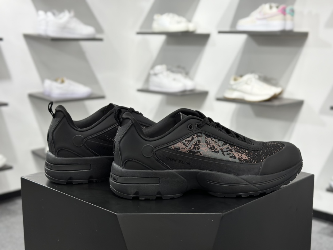 300 Stone Island Grime Panelled 石头岛黑褐色舒适时尚低帮生活休闲鞋