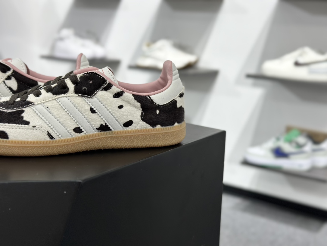 200 adidas originals Samba OG ”Cow Print”  灰白棕 JR1256