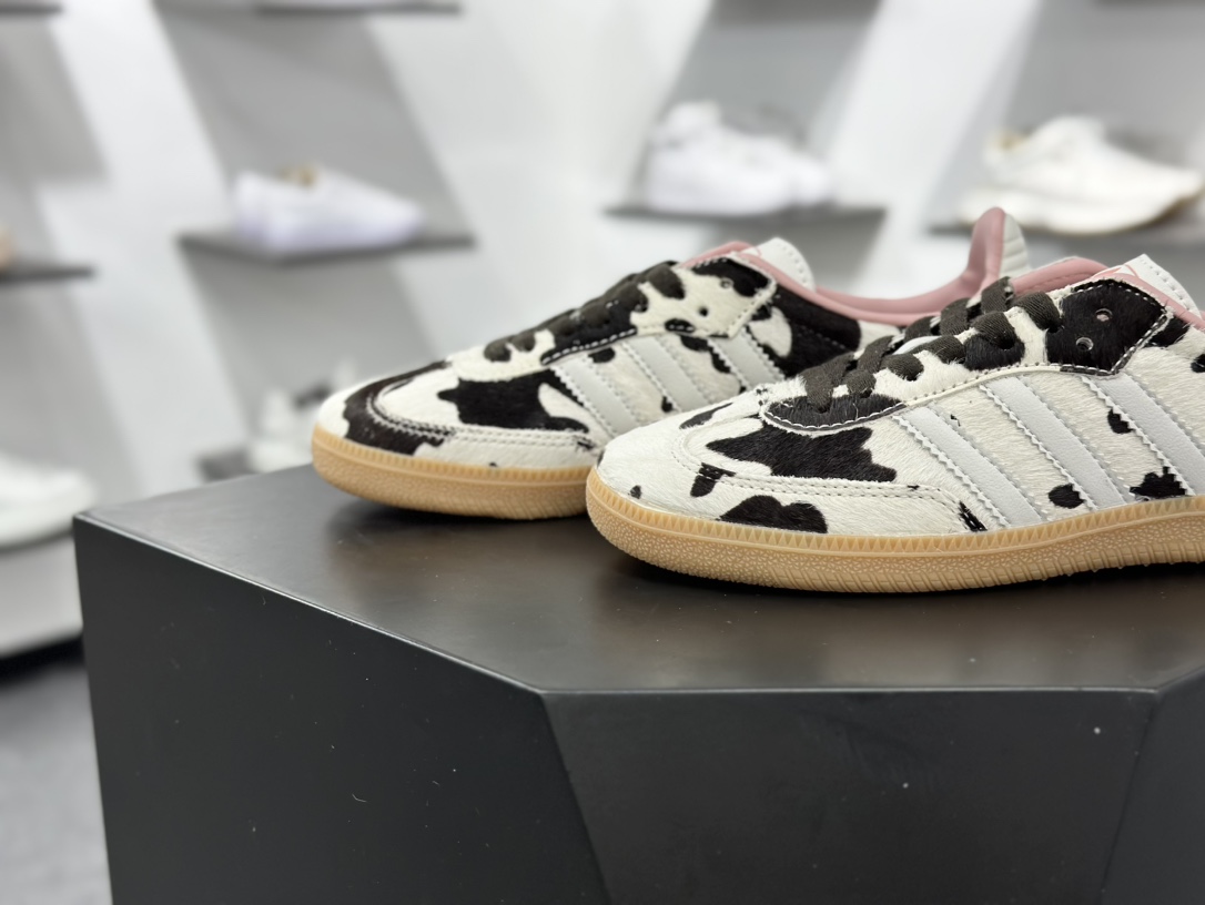 200 adidas originals Samba OG ”Cow Print”  灰白棕 JR1256