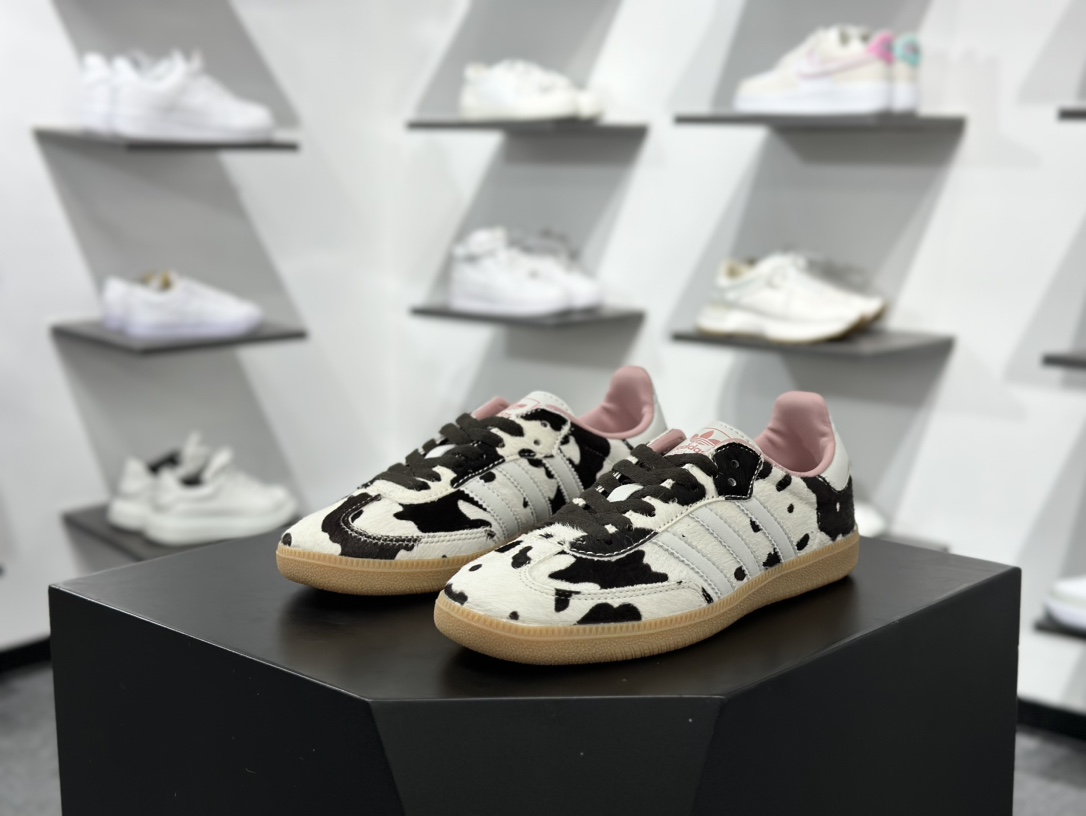 200 adidas originals Samba OG ”Cow Print”  灰白棕 JR1256
