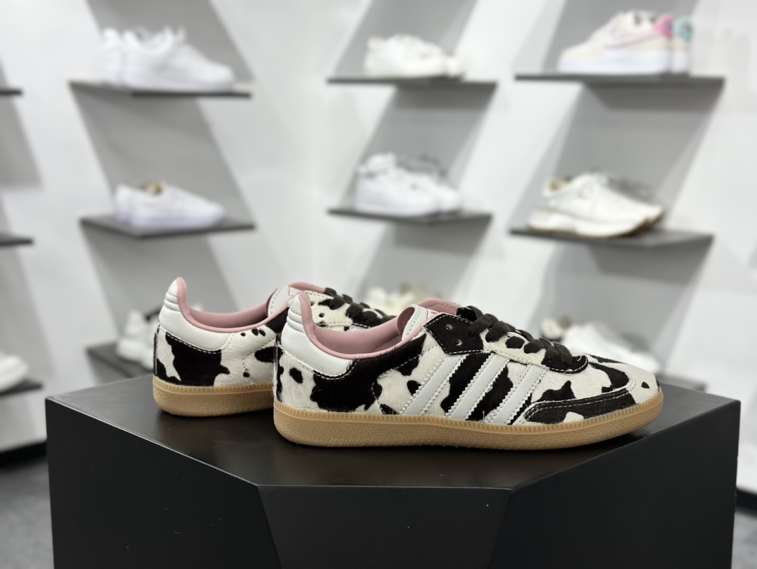 200 adidas originals Samba OG ”Cow Print”  灰白棕 JR1256