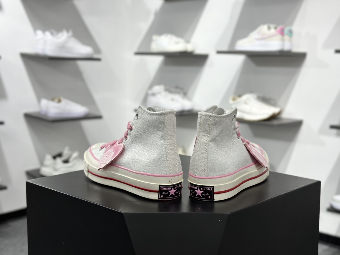 160 匡威2025情人节限定爱心玫瑰 CONVERSE匡威1970S Chuck 70 rose vintage爱心白色高帮帆布鞋 A14798C