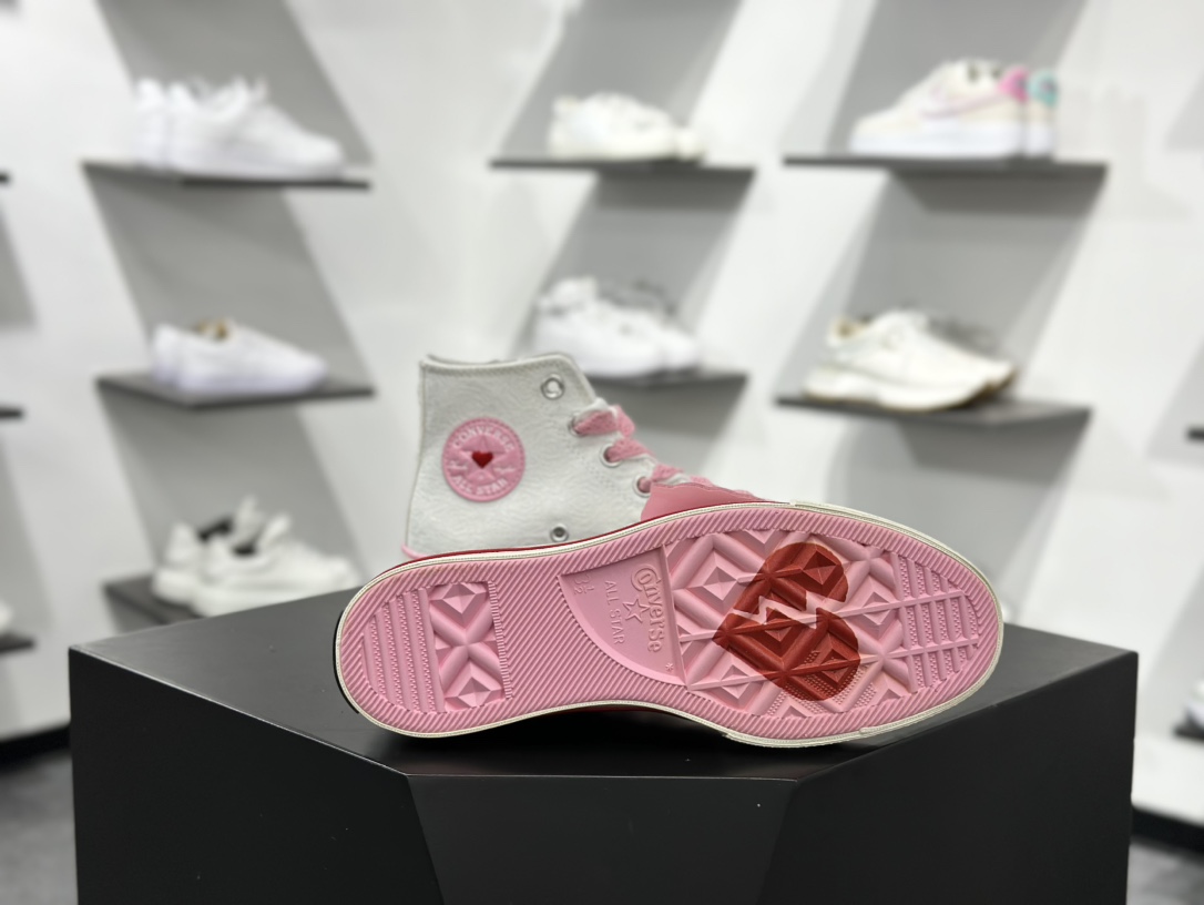 160 匡威2025情人节限定爱心玫瑰 CONVERSE匡威1970S Chuck 70 rose vintage爱心白色高帮帆布鞋 A14798C