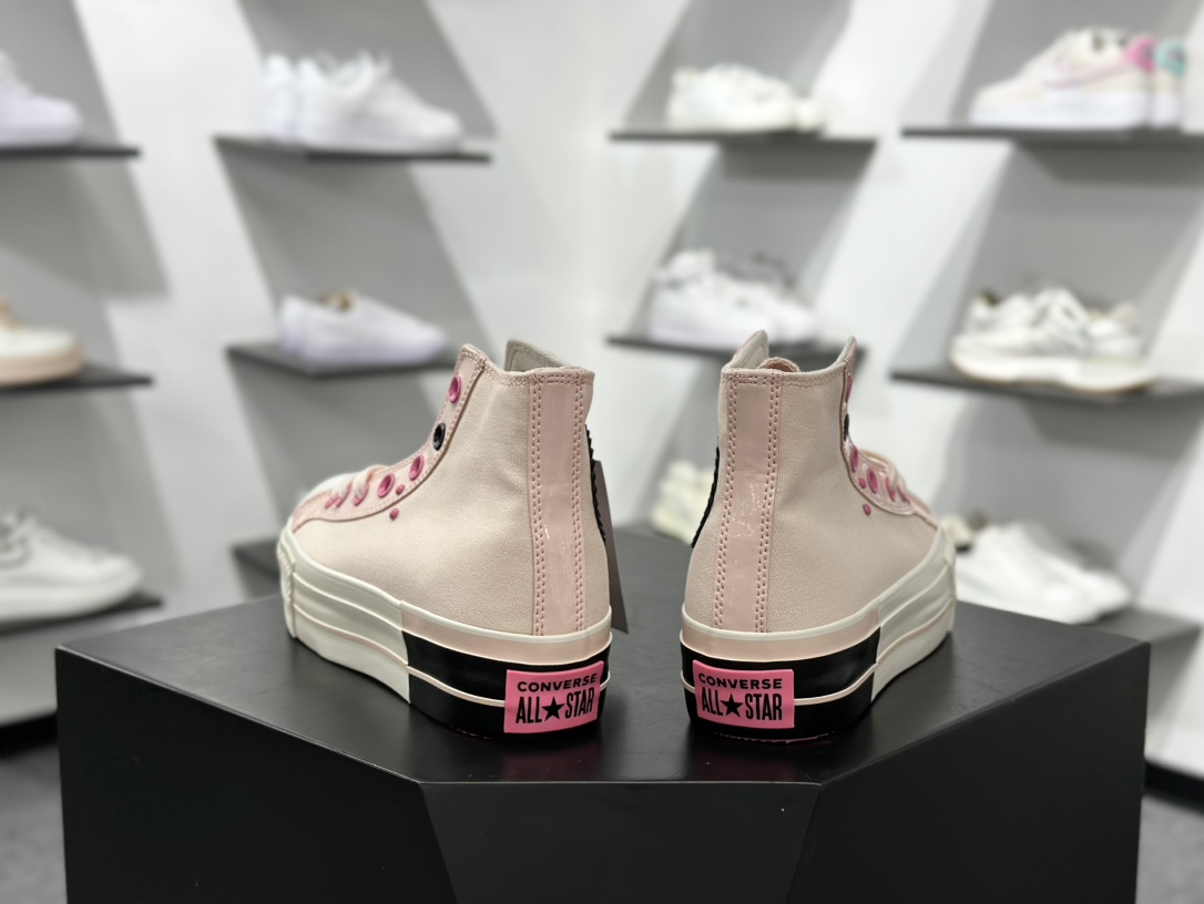140 Converse All star lift 增高粉黑  匡威官方新款 防滑耐磨厚底帆布鞋 A14825C