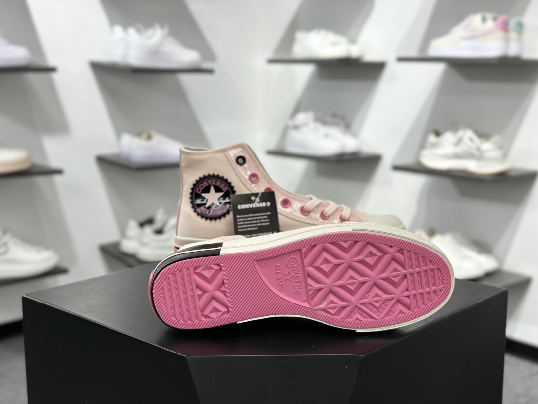 140 Converse All star lift 增高粉黑  匡威官方新款 防滑耐磨厚底帆布鞋 A14825C
