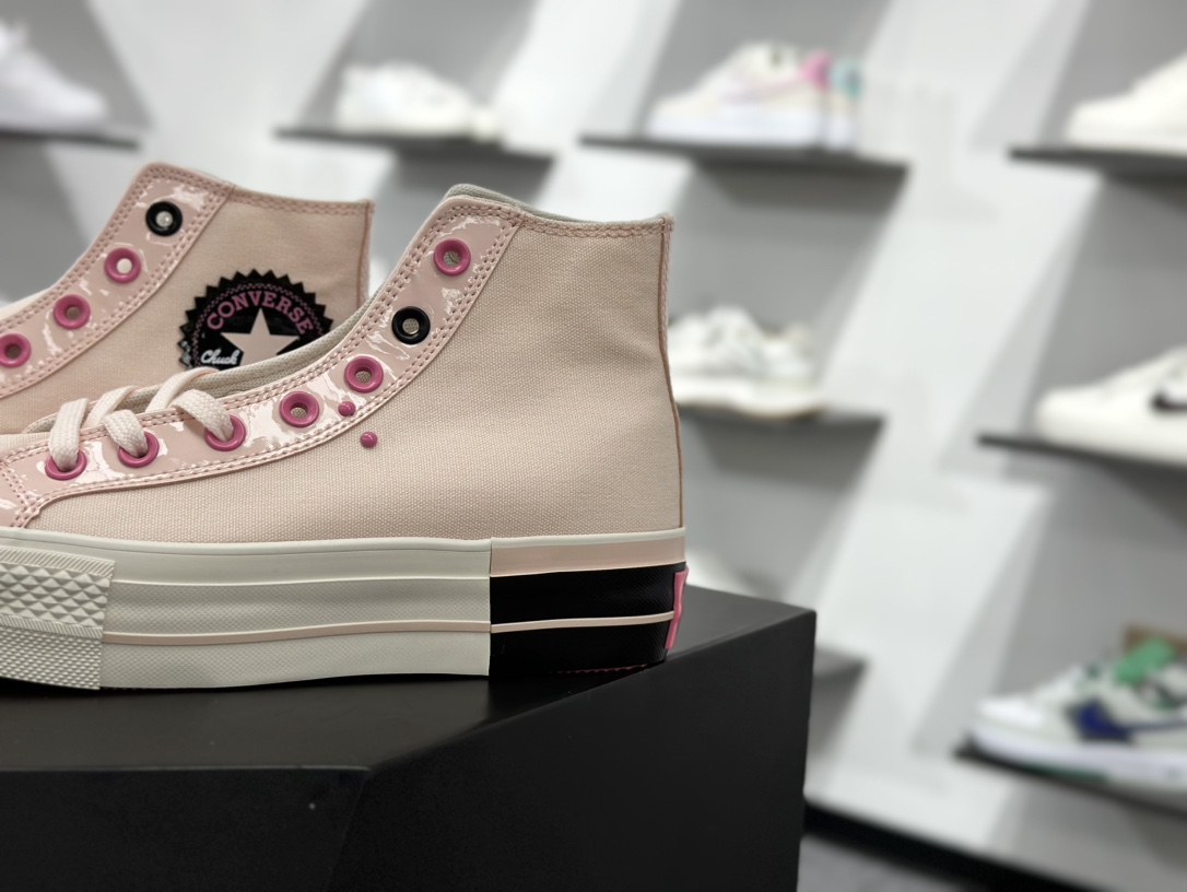 140 Converse All star lift 增高粉黑  匡威官方新款 防滑耐磨厚底帆布鞋 A14825C