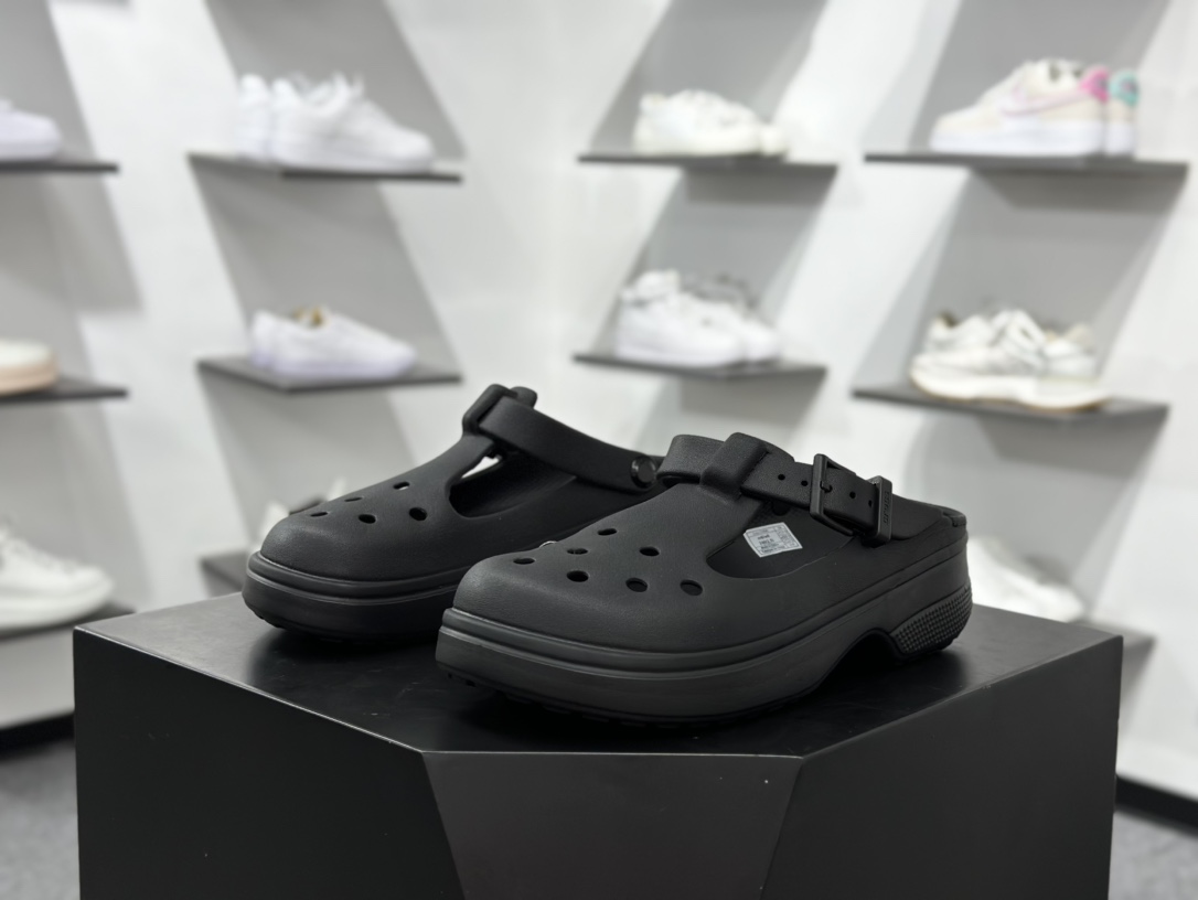 120 Crocs 卡骆驰 EVA 3.5cm 玛丽珍 洞洞鞋 女款 黑色  210581-001