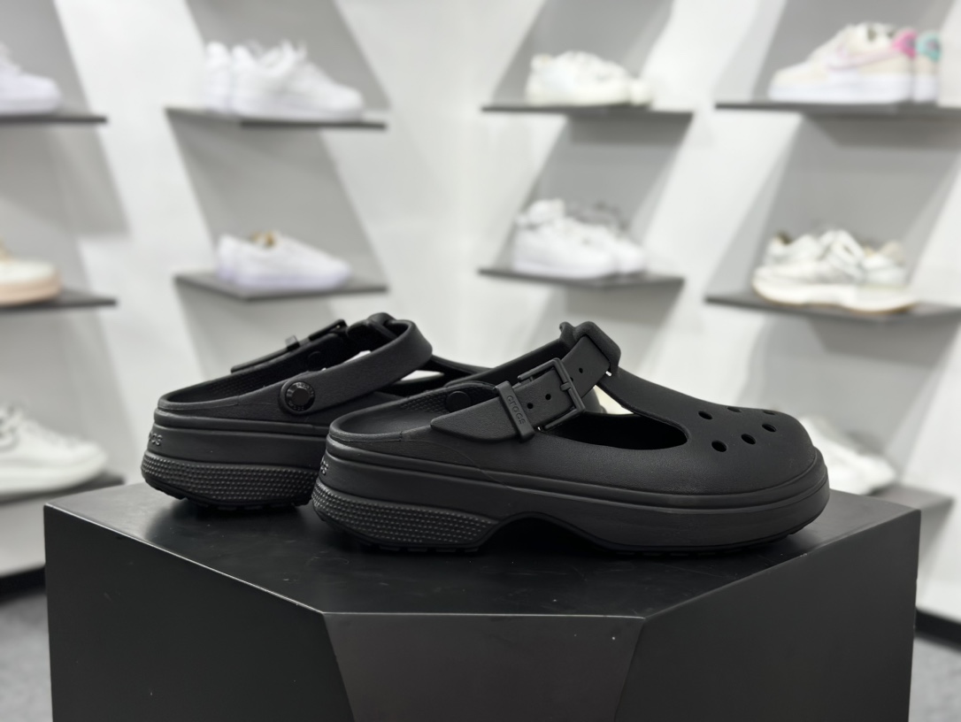 120 Crocs 卡骆驰 EVA 3.5cm 玛丽珍 洞洞鞋 女款 黑色  210581-001