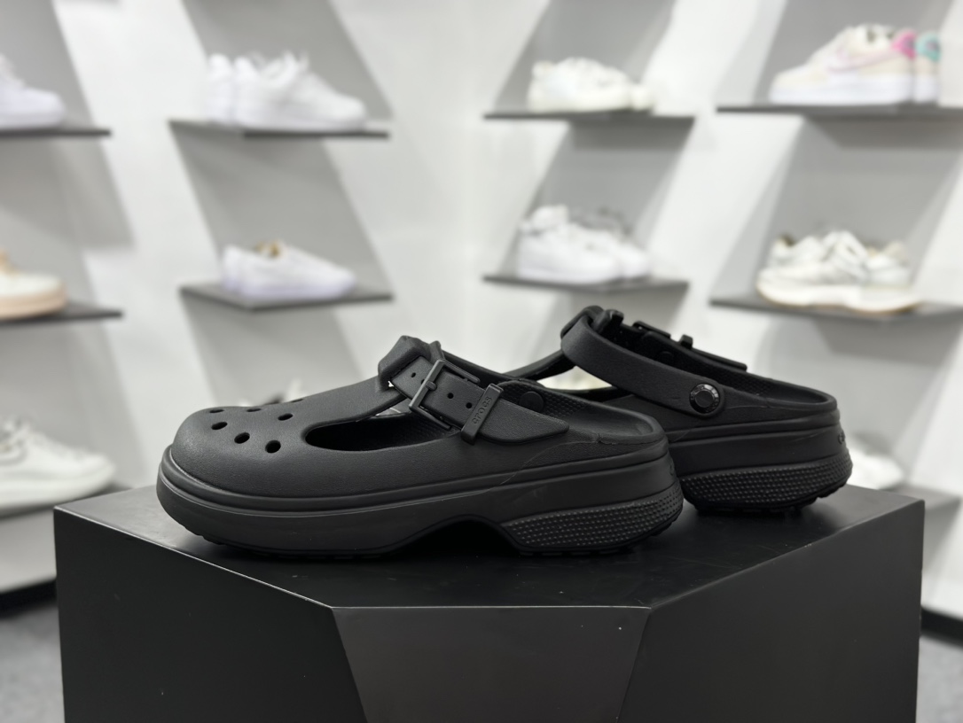120 Crocs 卡骆驰 EVA 3.5cm 玛丽珍 洞洞鞋 女款 黑色  210581-001