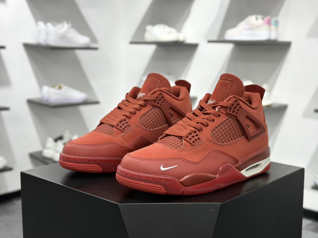 260 Nigel Sylvester x Nike Air Jordan 4 ”Brick by Brick”迈克尔·乔丹AJ4代中帮篮球鞋“联名红橙” HF4340-800