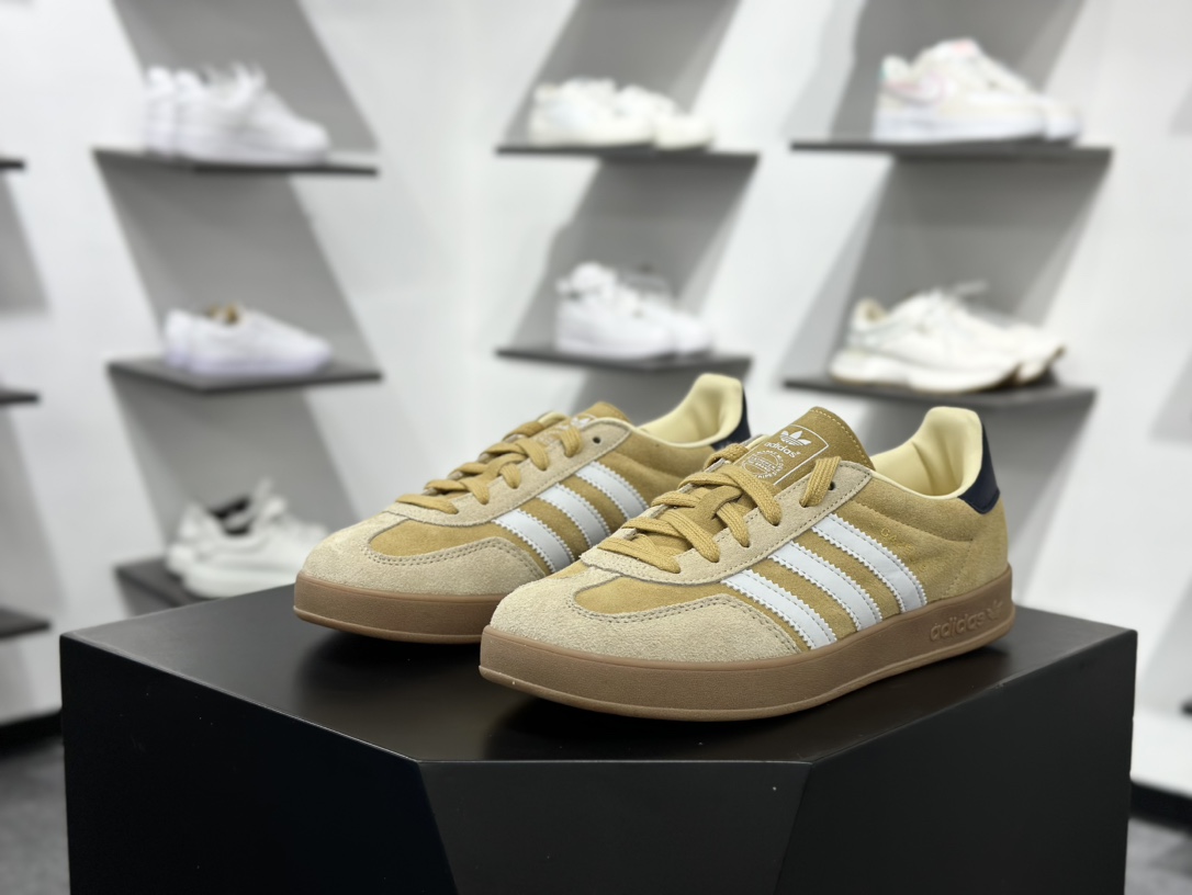 160 adidas Originals Gazelle INdoor 黄棕 三叶草休闲防滑耐磨低帮板鞋 JI3523