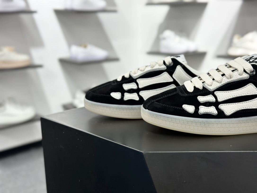 400 AMIRI x MMY/Maison MIHARA YASUHIRO Original Alabaster Low ”Bones”AllStar头盖版百搭帆布板鞋“联名帆布米白黑脚骨” AMFOSR1102-001