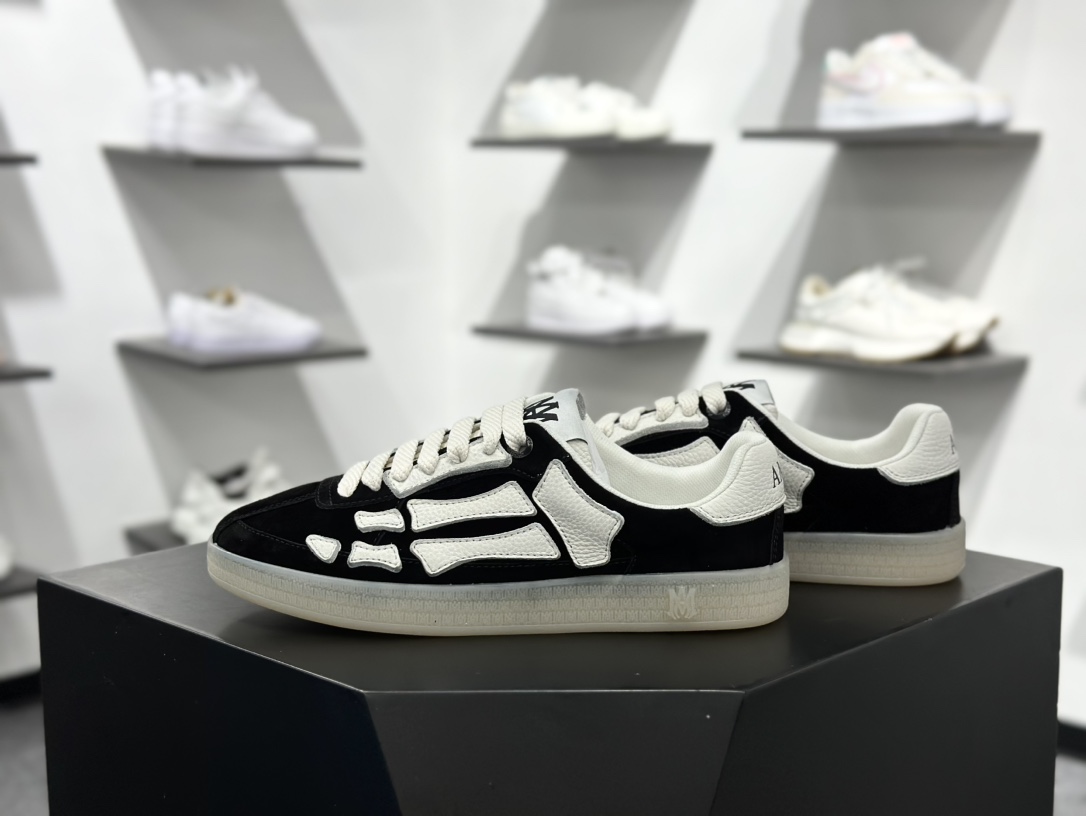 400 AMIRI x MMY/Maison MIHARA YASUHIRO Original Alabaster Low ”Bones”AllStar头盖版百搭帆布板鞋“联名帆布米白黑脚骨” AMFOSR1102-001