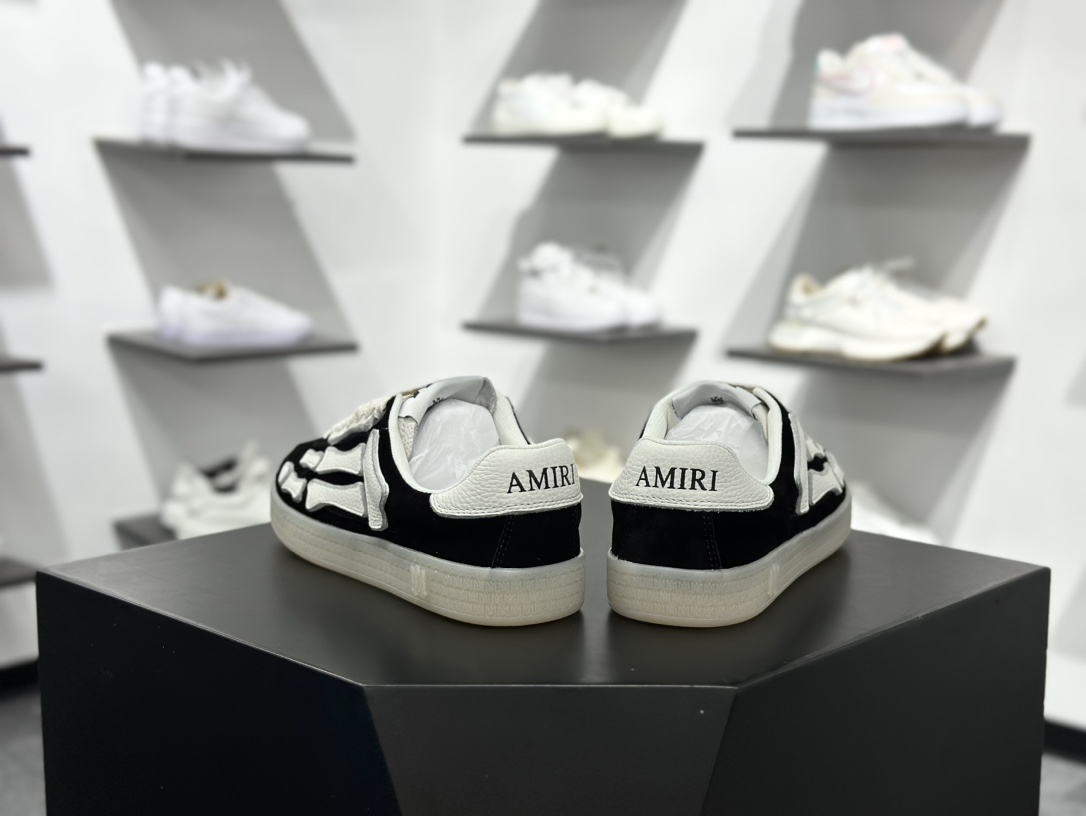 400 AMIRI x MMY/Maison MIHARA YASUHIRO Original Alabaster Low ”Bones”AllStar头盖版百搭帆布板鞋“联名帆布米白黑脚骨” AMFOSR1102-001