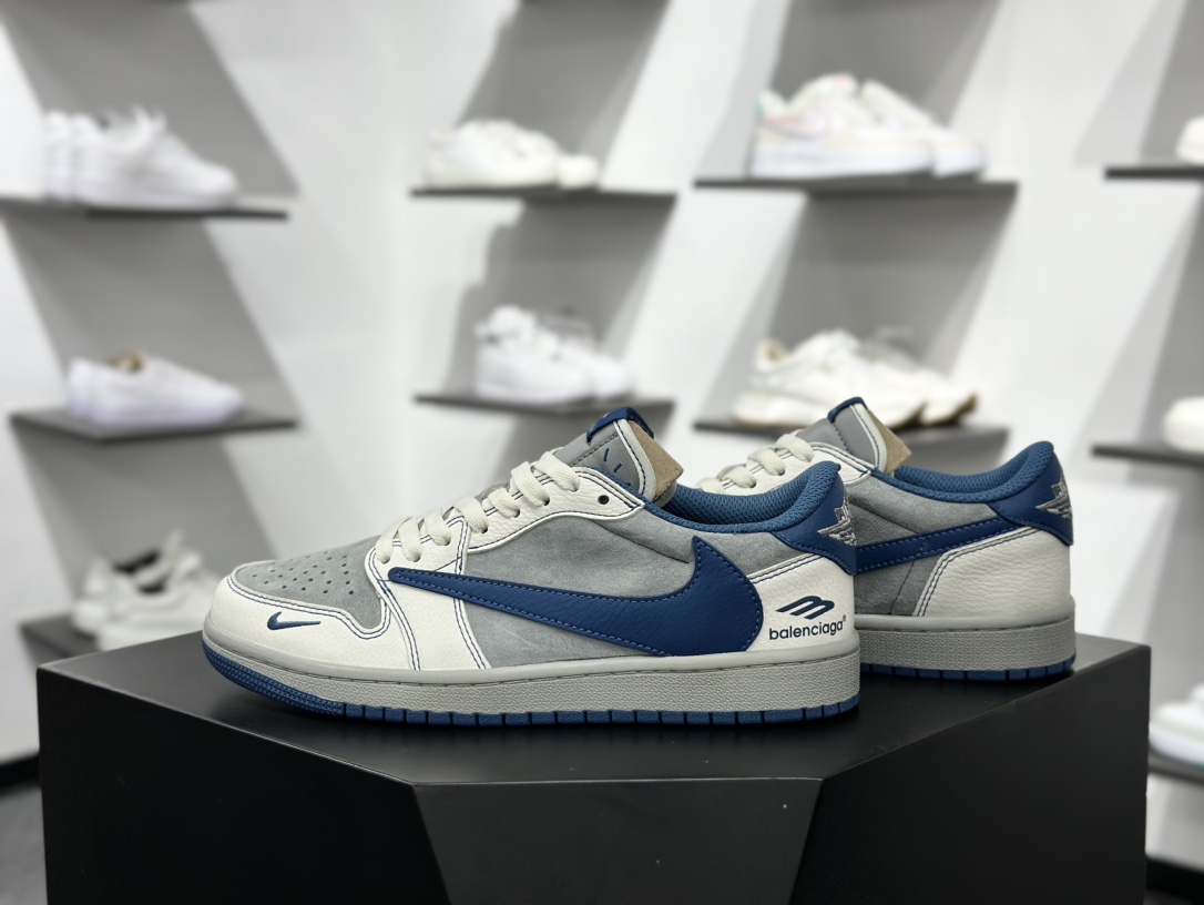 280  Fragment x Travis Scott x 新百伦 Air Jordan 1 Low 三方联名倒钩   XD1568-105
