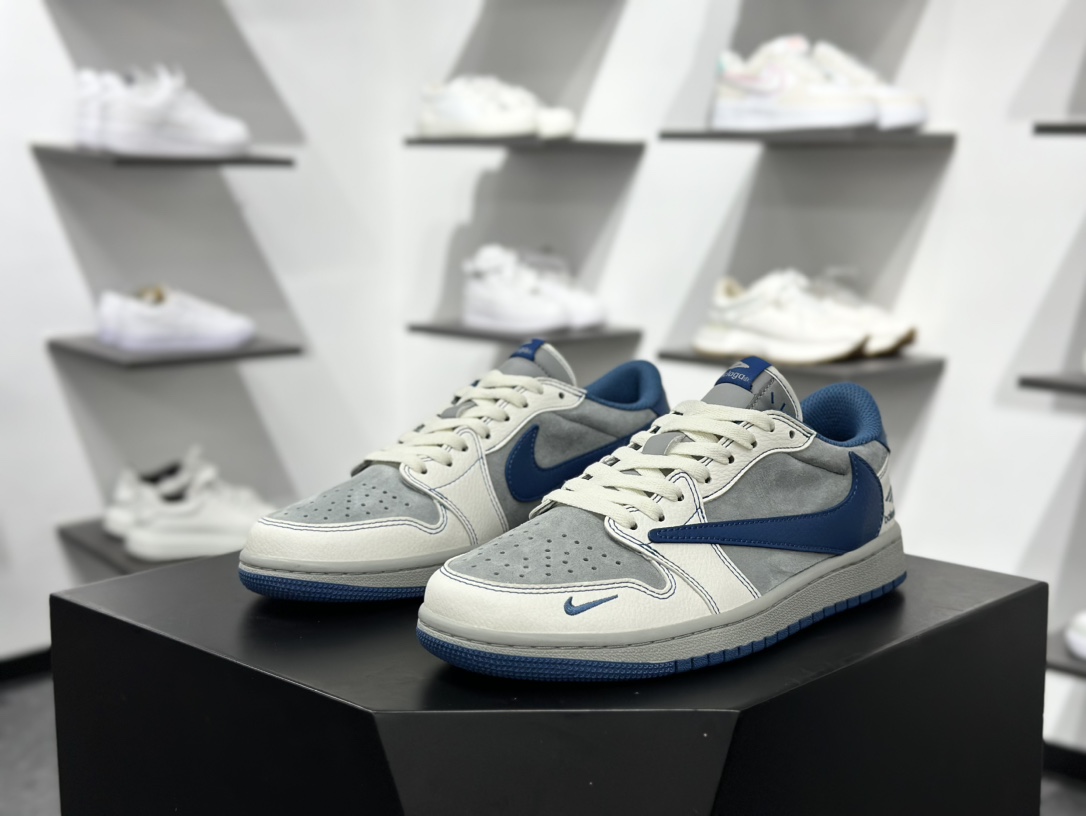 280  Fragment x Travis Scott x 新百伦 Air Jordan 1 Low 三方联名倒钩   XD1568-105