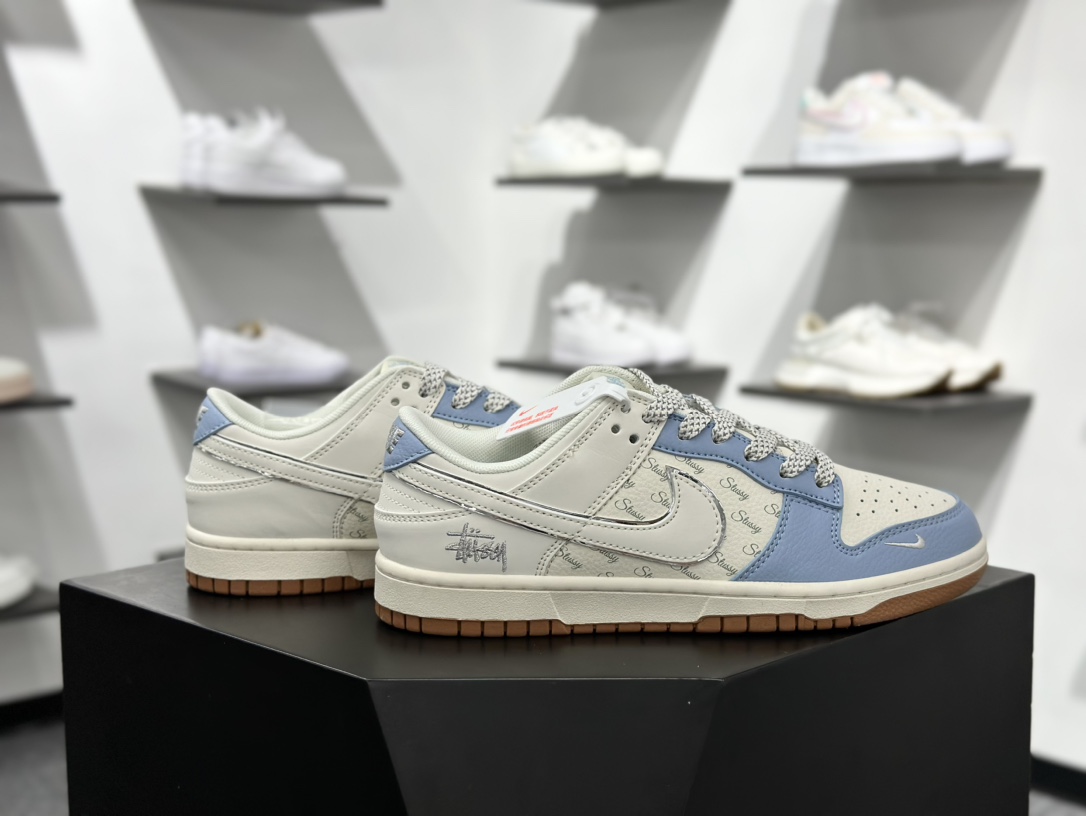 280 Nike SB Dunk Low 斯图西联名 双拼黑蓝 周年高端定制 低帮休闲板鞋 ZH2598-225
