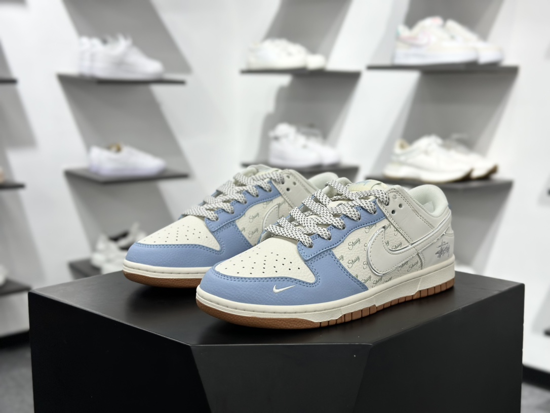 280 Nike SB Dunk Low 斯图西联名 双拼黑蓝 周年高端定制 低帮休闲板鞋 ZH2598-225