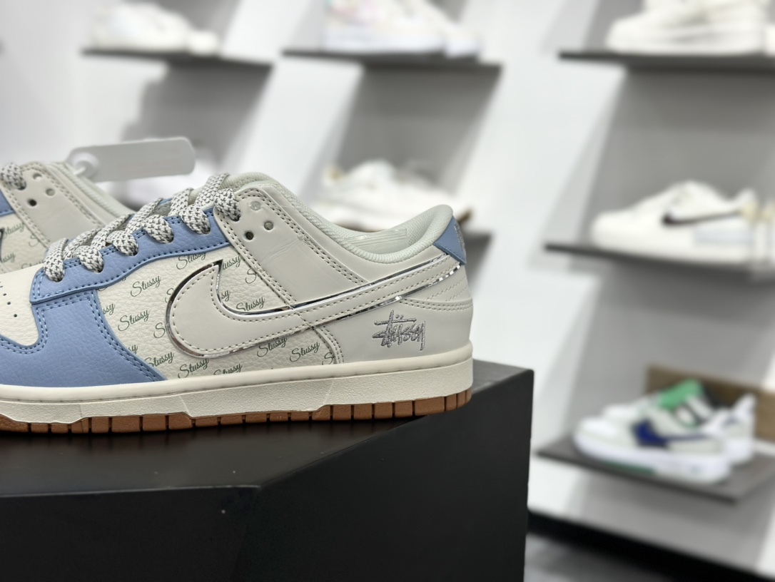 280 Nike SB Dunk Low 斯图西联名 双拼黑蓝 周年高端定制 低帮休闲板鞋 ZH2598-225