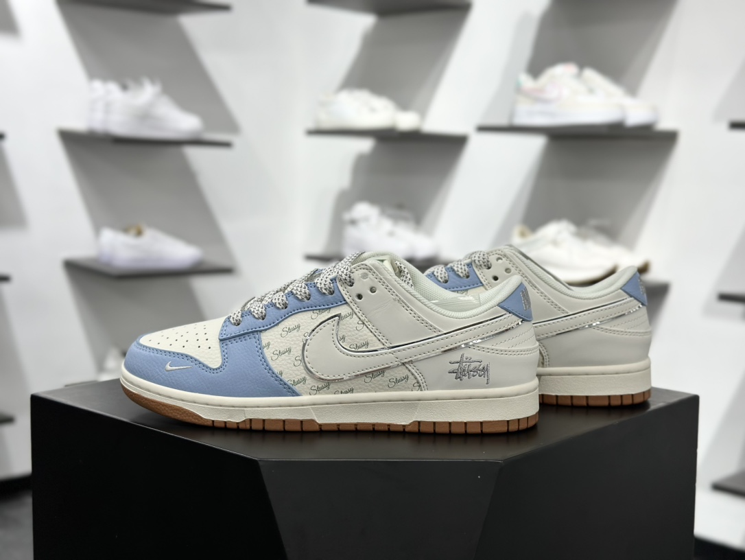 280 Nike SB Dunk Low 斯图西联名 双拼黑蓝 周年高端定制 低帮休闲板鞋 ZH2598-225