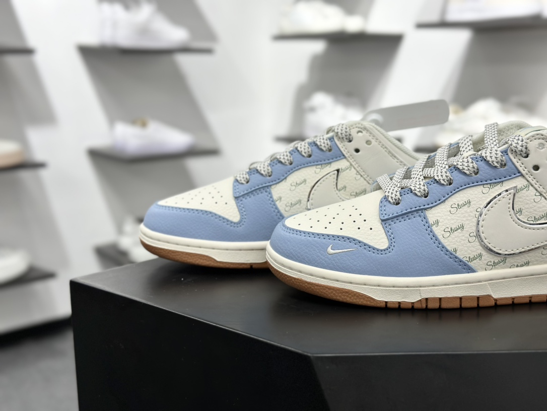 280 Nike SB Dunk Low 斯图西联名 双拼黑蓝 周年高端定制 低帮休闲板鞋 ZH2598-225