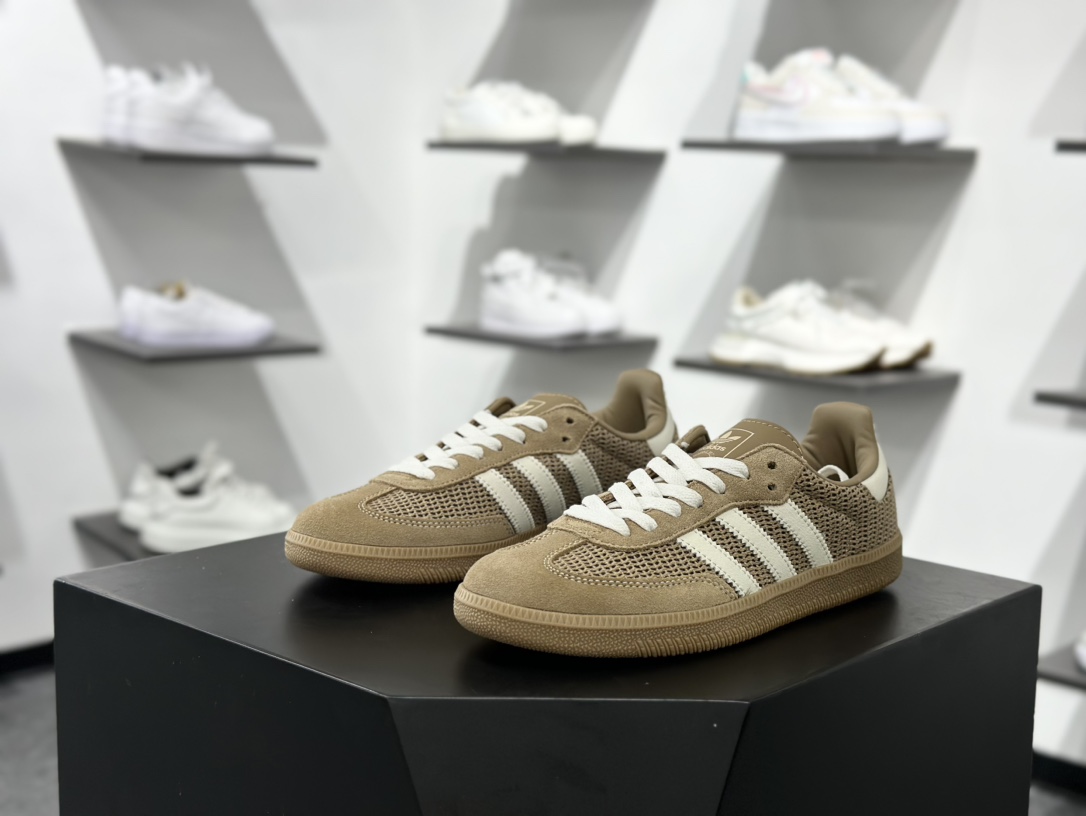 160 三叶草Adidas Originals Samba OG 桑巴舞系列绅士德训板鞋“摩卡松饼黄白生胶底” IG1379