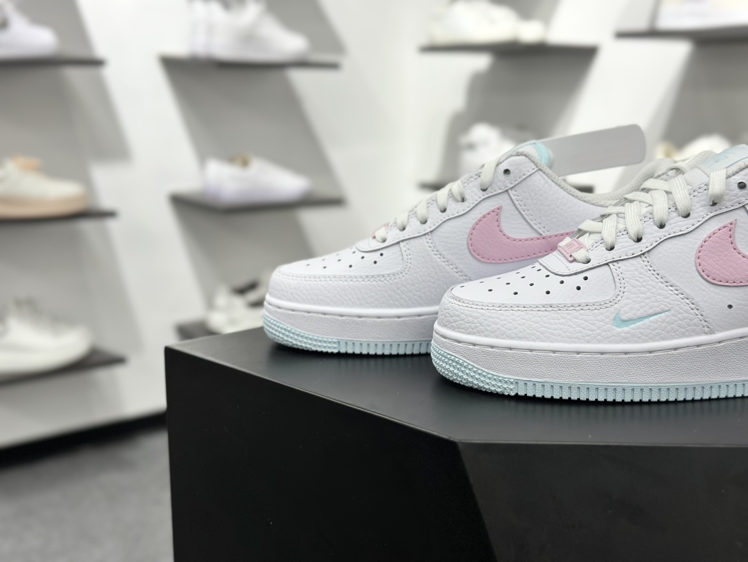 180 耐克Nike Air Force 1’07 Low”White/Pink”空军一号经典低帮板鞋“皮革白粉薄荷蓝” IH0640-161