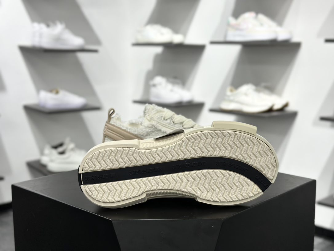 360 SMILEREPUBLIC INCEPTION 70S LOWS.SP 盗梦空间70s系列松糕厚底增高低帮运动鞋“米白粗花呢须边” SR20240102014