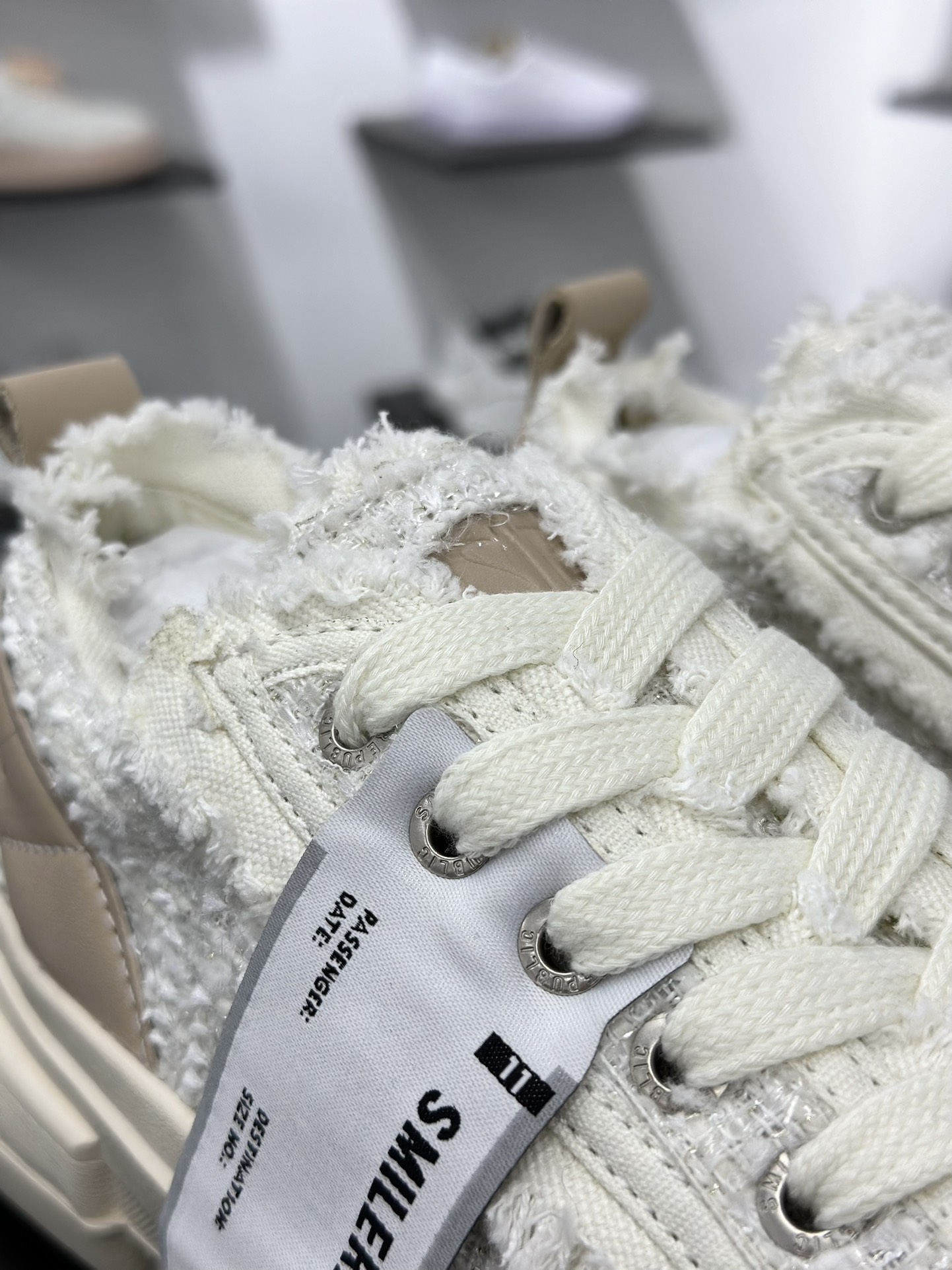 360 SMILEREPUBLIC INCEPTION 70S LOWS.SP 盗梦空间70s系列松糕厚底增高低帮运动鞋“米白粗花呢须边” SR20240102014