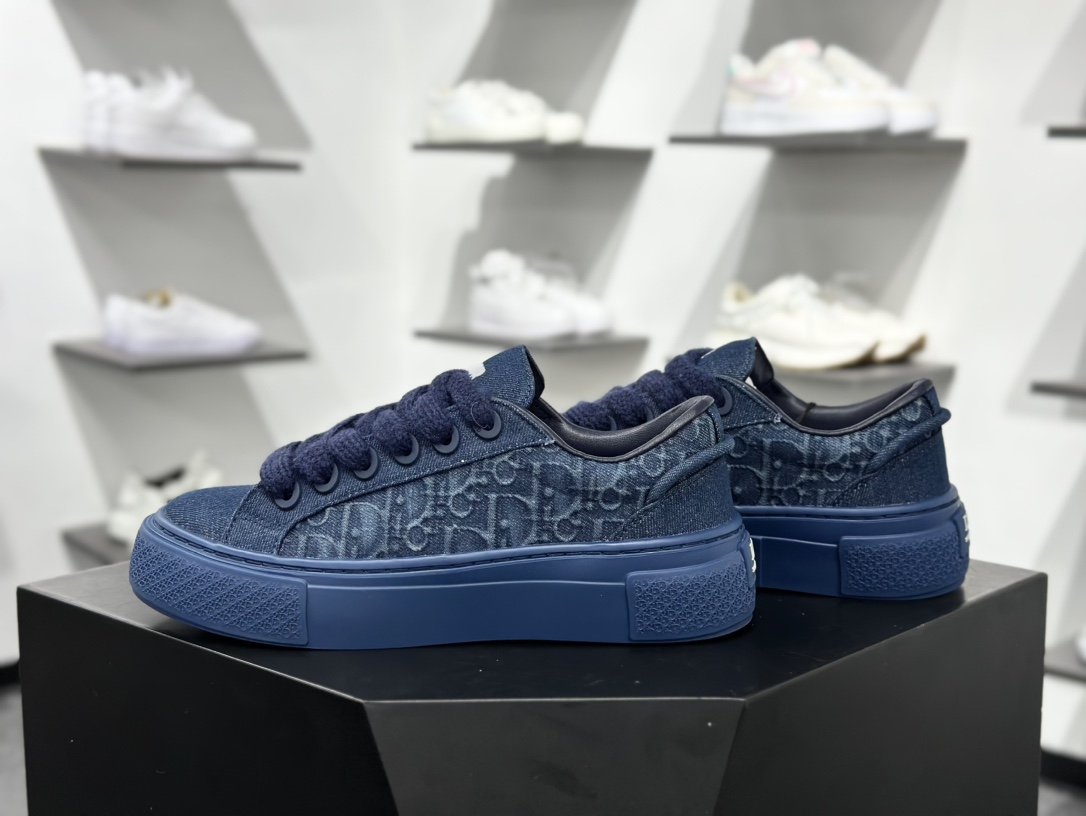 400 迪奥/ Dior B33 Low Top Sneakers”Oblique”B33系列低帮板鞋“牛仔深蓝CD重影” 3SN303ZDN-H565