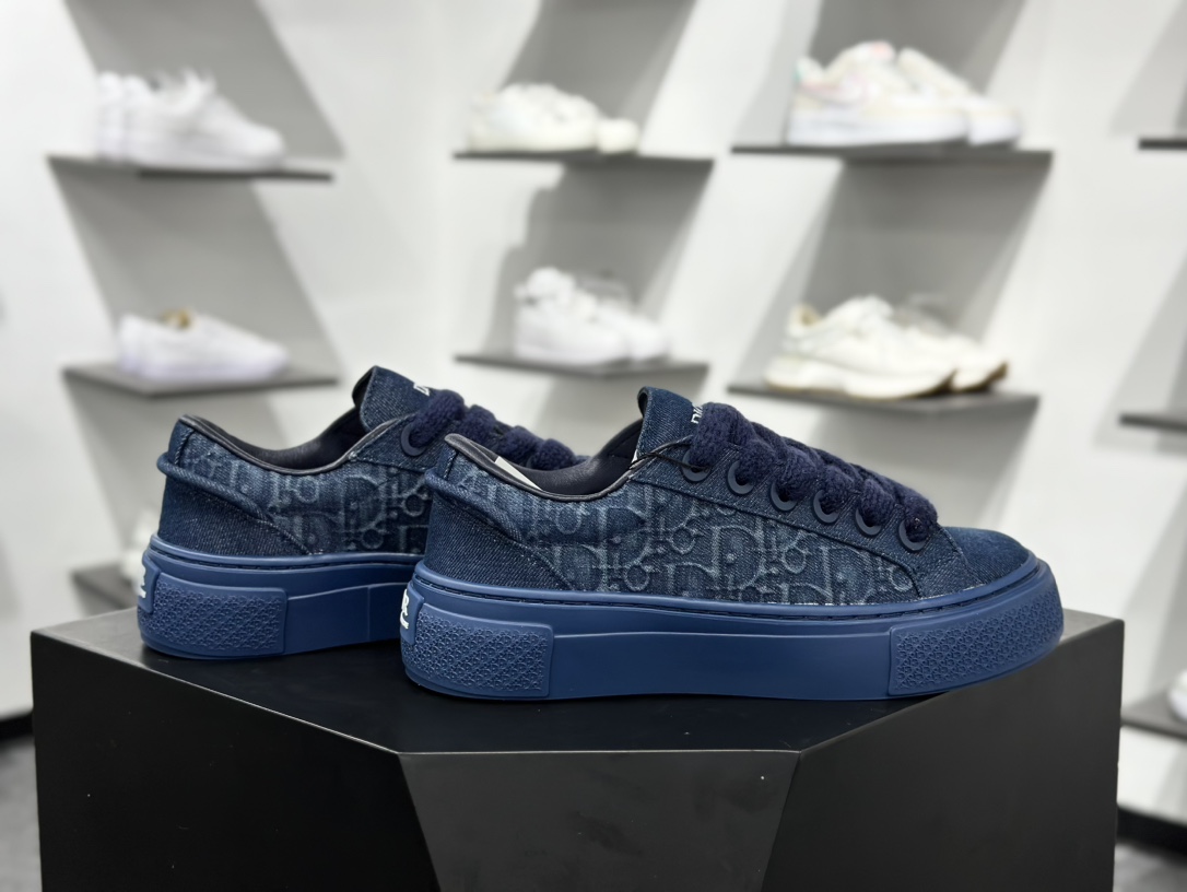 400 迪奥/ Dior B33 Low Top Sneakers”Oblique”B33系列低帮板鞋“牛仔深蓝CD重影” 3SN303ZDN-H565