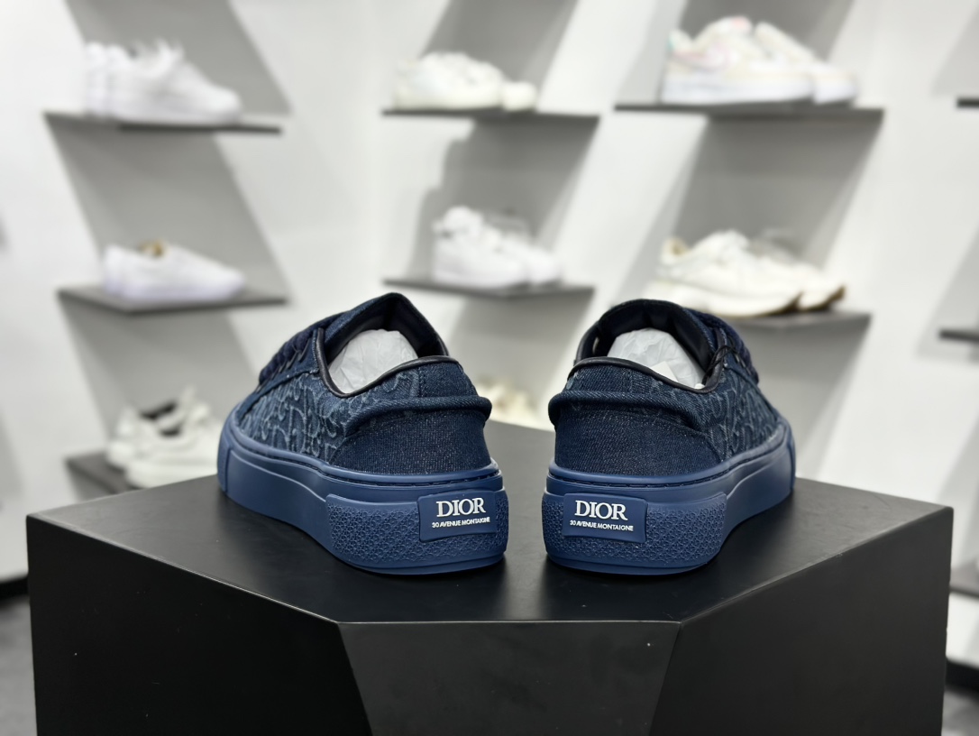 400 迪奥/ Dior B33 Low Top Sneakers”Oblique”B33系列低帮板鞋“牛仔深蓝CD重影” 3SN303ZDN-H565