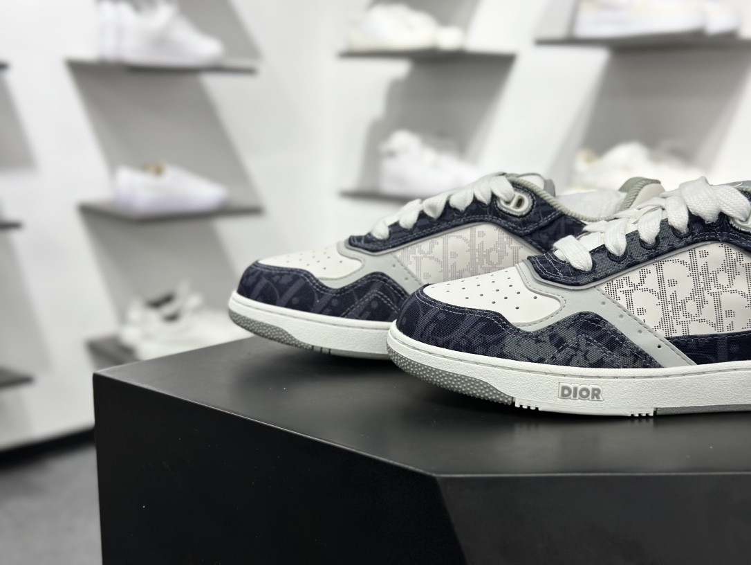 400 迪奥/Dior B27 Oblique Galaxy Low Top Sneakers B27系列低帮板鞋“牛仔深蓝白CD重影涂鸦” 3SN272ZWZ_H580