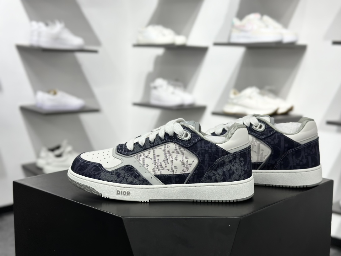 400 迪奥/Dior B27 Oblique Galaxy Low Top Sneakers B27系列低帮板鞋“牛仔深蓝白CD重影涂鸦” 3SN272ZWZ_H580