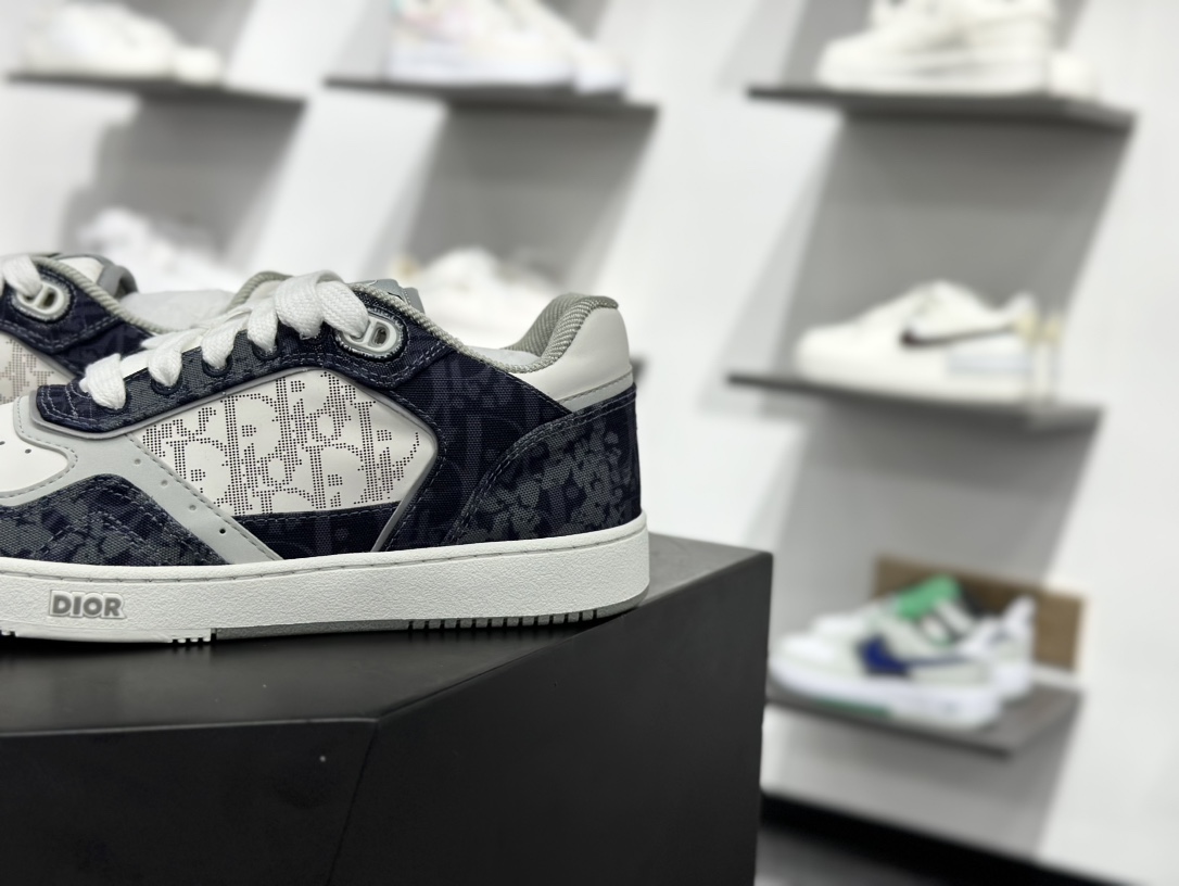400 迪奥/Dior B27 Oblique Galaxy Low Top Sneakers B27系列低帮板鞋“牛仔深蓝白CD重影涂鸦” 3SN272ZWZ_H580