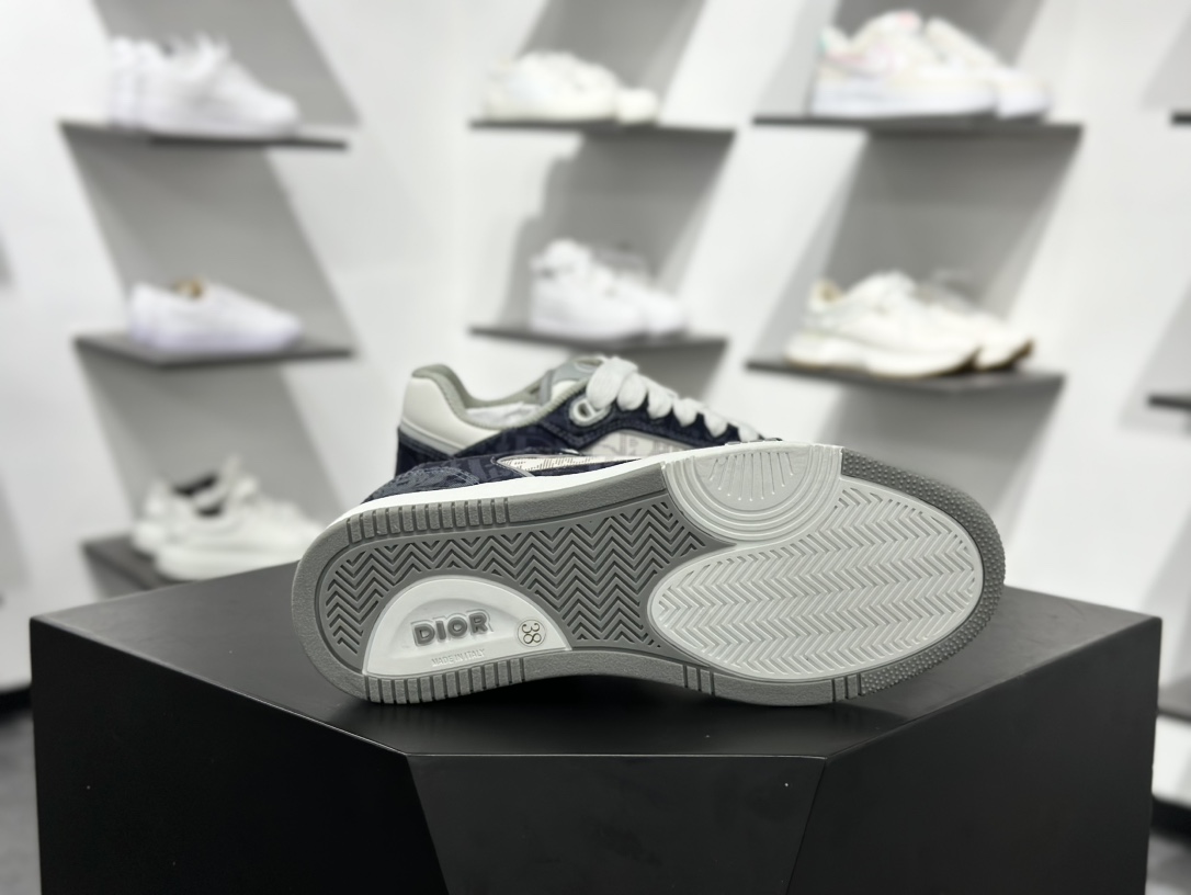 400 迪奥/Dior B27 Oblique Galaxy Low Top Sneakers B27系列低帮板鞋“牛仔深蓝白CD重影涂鸦” 3SN272ZWZ_H580