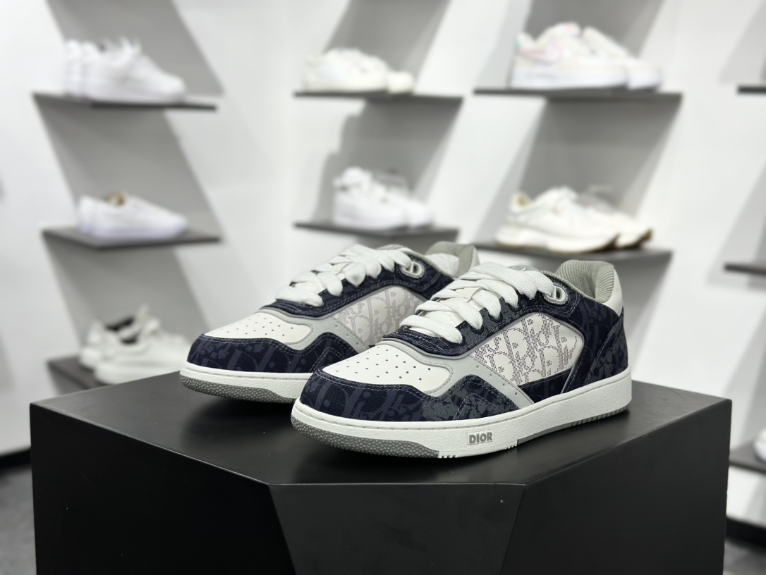 400 迪奥/Dior B27 Oblique Galaxy Low Top Sneakers B27系列低帮板鞋“牛仔深蓝白CD重影涂鸦” 3SN272ZWZ_H580