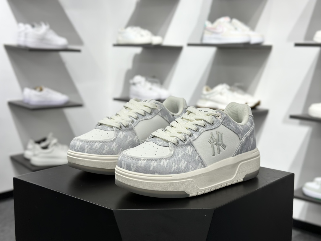 180 MLB Chunky Liner 学长鞋 增高厚底板鞋 灰色  3ASXS015N（GP002）