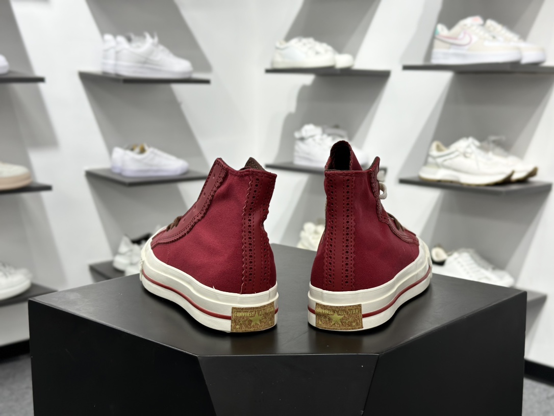 CONVERSE匡威1970S复古红色皮质拼接民族风休闲鞋男女帆布鞋 A12460C