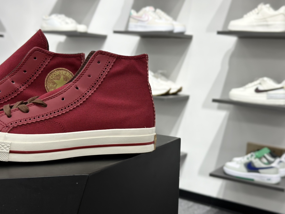 CONVERSE匡威1970S复古红色皮质拼接民族风休闲鞋男女帆布鞋 A12460C