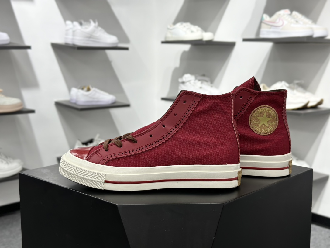 CONVERSE匡威1970S复古红色皮质拼接民族风休闲鞋男女帆布鞋 A12460C