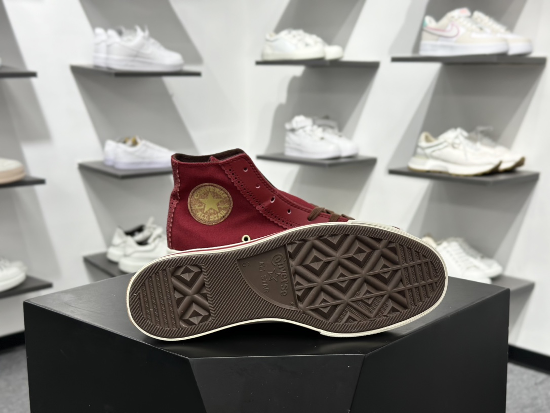 CONVERSE匡威1970S复古红色皮质拼接民族风休闲鞋男女帆布鞋 A12460C