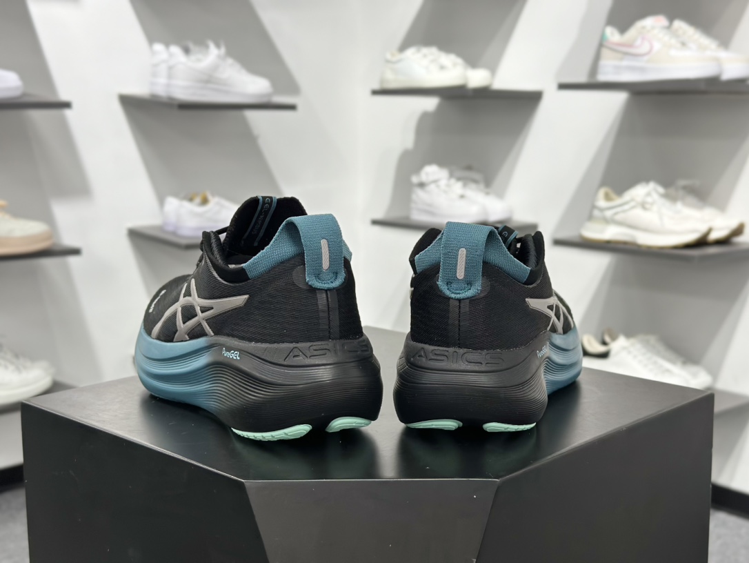 200 亚瑟士/Asics Gel-Nimbus 27 雨云27代超顶级轻量化运动有氧慢跑鞋“黑银深海蓝”1011C093-001