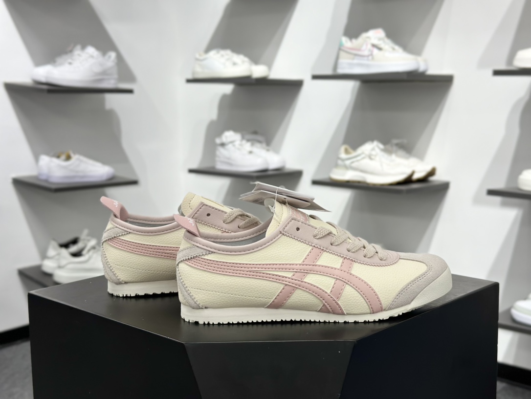 140 Maison Patou x Onitsuka Tiger Mexico 66经典墨西哥系列低帮皮革慢跑鞋“联名白粉虎头” 1183A201-254