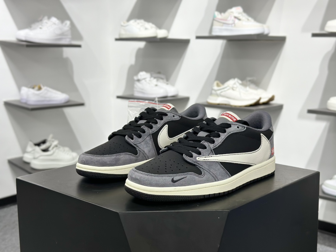 280 Travis Scott x Nike Air Jordan 1 Low x Supreme Air Jordan 1 Low 反转黑灰小钩倒钩 XD1568-101