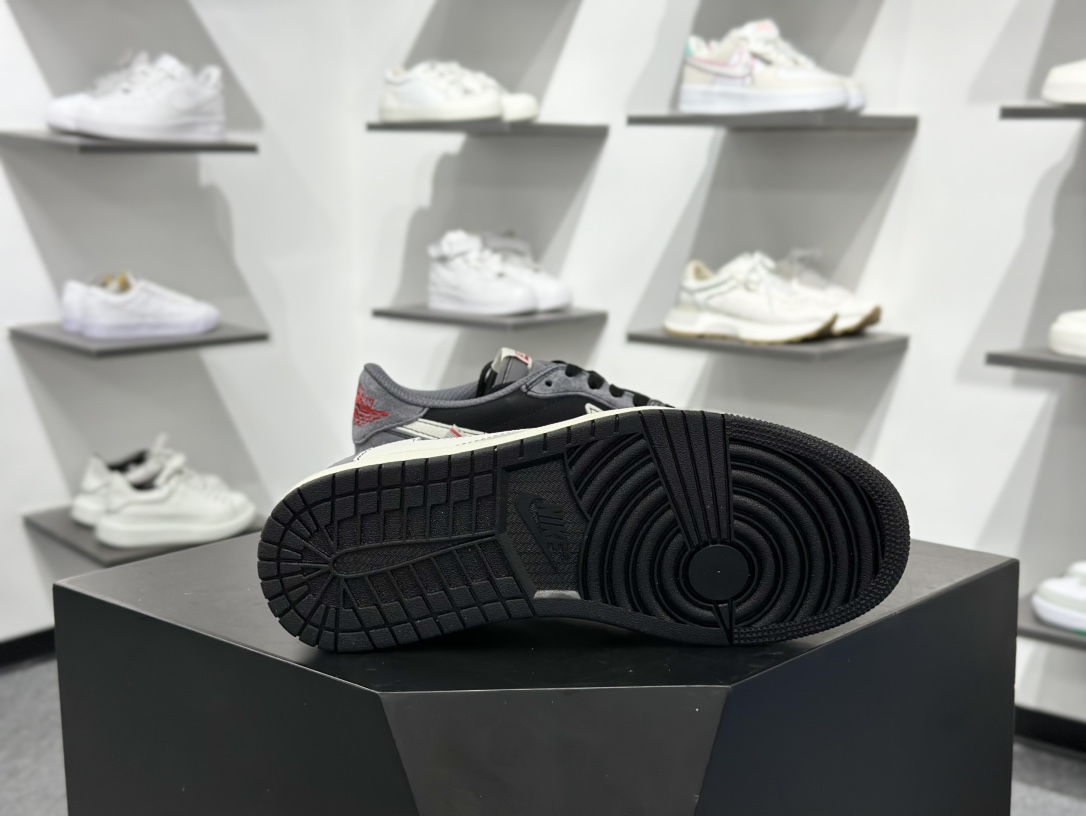 280 Travis Scott x Nike Air Jordan 1 Low x Supreme Air Jordan 1 Low 反转黑灰小钩倒钩 XD1568-101