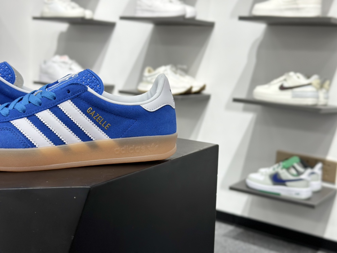 adidas Originals Gazelle INdoor 蓝白 三叶草休闲防滑耐磨低帮板鞋 JI2061